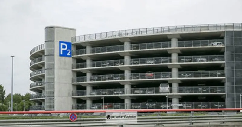Parken Flughafen Hamburg P2 Parkhaus mit parkenden Autos