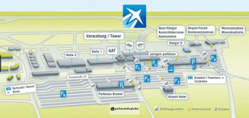 Parken Flughafen Paderborn P4 Übersicht