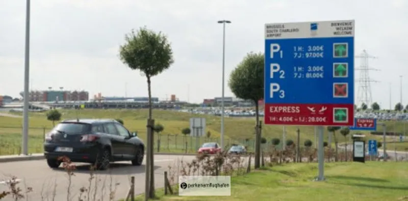 Airport Parking Charleroi Zufahrt zu den Parkplätzen P1, P2 & P3